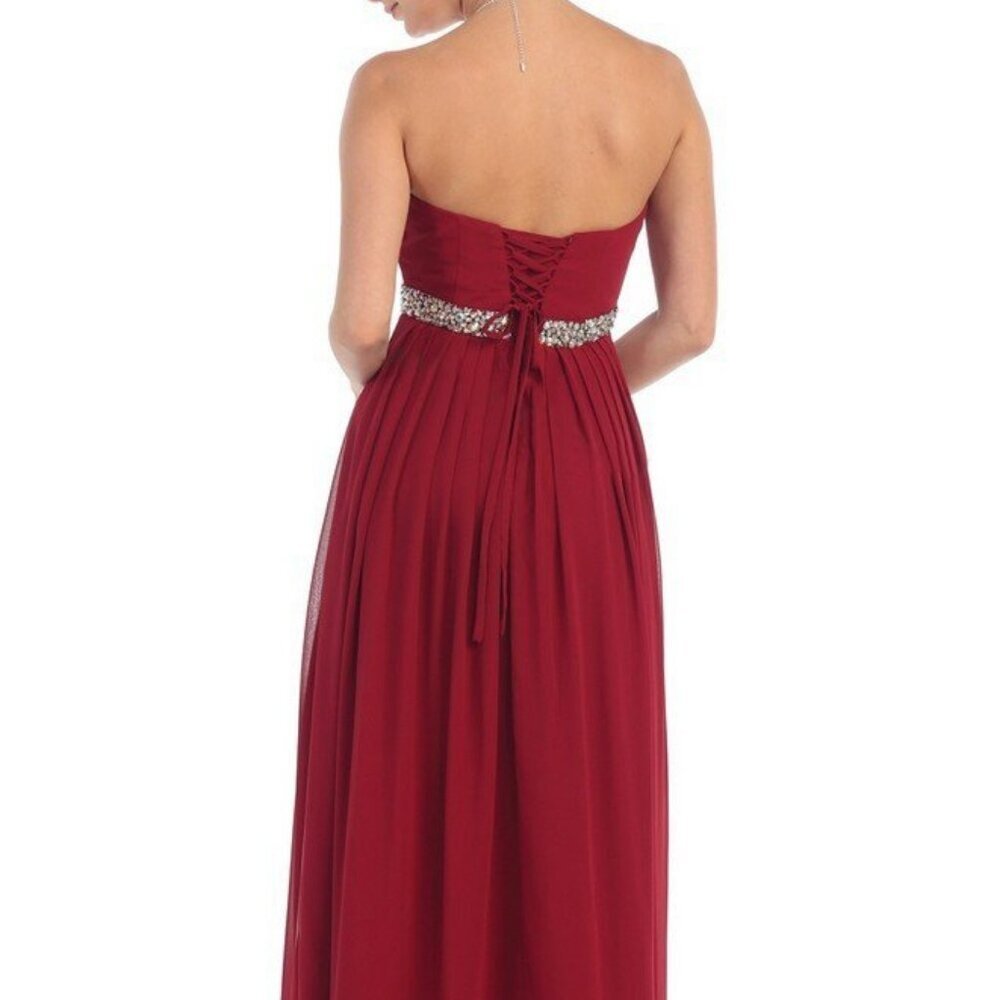 NWT myq_MQ-1169 Ruched Prom Dress Red 6 - Picture 3 of 6